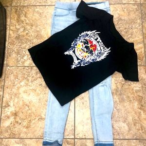 Jeans old Navy size 8 Stretch plus black cute top size M